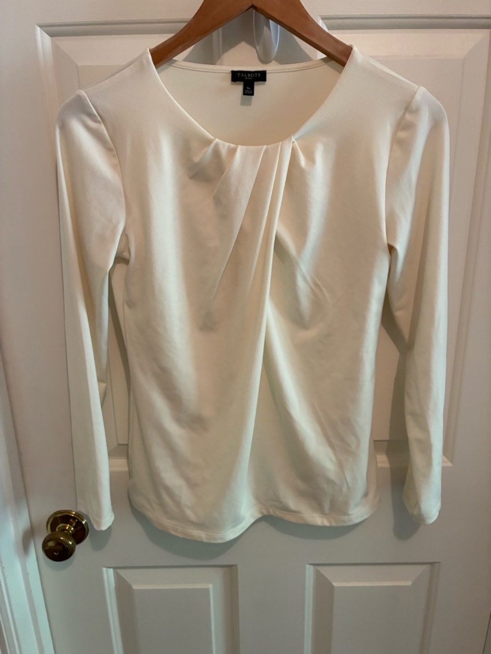 Talbots Ivory Knit Top, PS, Long Sleeves